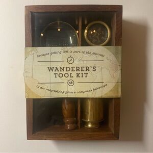 Wanderer’s Tool Kit Brass compass, telescope, and magnifying glass